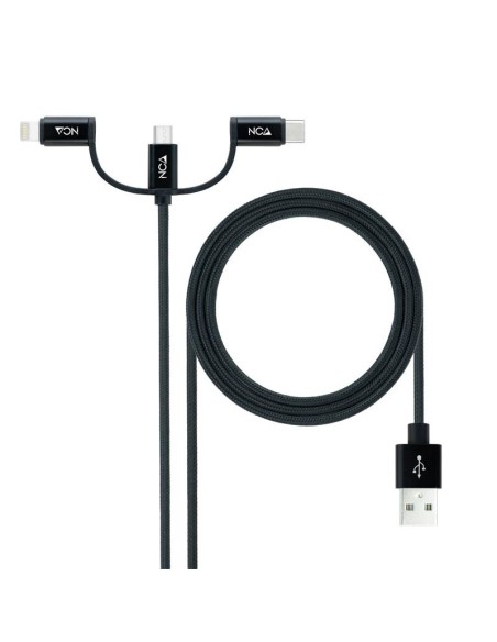 CABLE USB 3 EN 1 USB-A / USB-C MICROUSB LIGHTNING 1M NANOCABLE